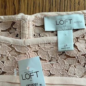 Loft petites sleeveless pleat lace top size petite large nwt
